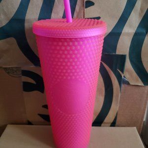 Starbucks Valentine Hot Pink Soft Touch Studded Cup BRAND NEW 24 oz